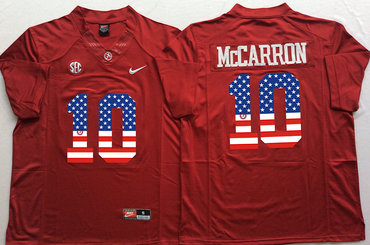 Alabama Crimson Tide 10 AJ McCarron Red USA Flag College Jersey