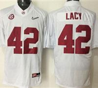 Alabama Crimson Tide #42 Eddie Lacy White SEC Patch Stitched NCAA Jersey