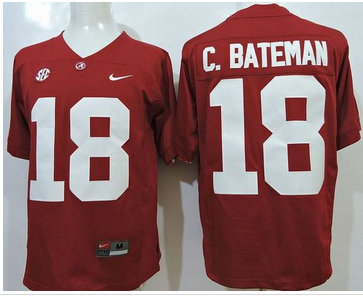 Alabama Crimson Tide #18 Cooper Bateman Red SEC Patch Stitched NCAA Jersey