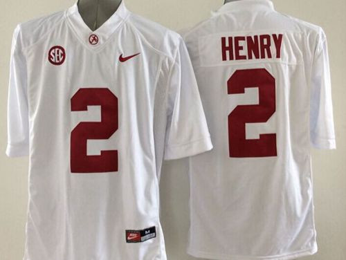 Alabama Crimson Tide #2 Derrick Henry White SEC Patch Stitched NCAA Jersey