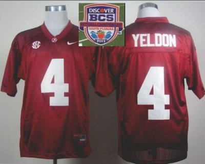 2013 BCS National Championship Alabama Crimson #4 Yeldon Red Authentic NCAA Football Jerseys