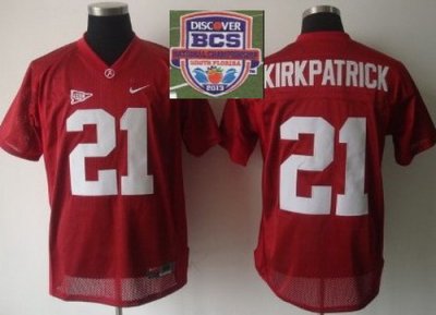 2013 BCS National Championship Alabama Crimson #21 Kirkpatrick Red NCAA Football Jerseys