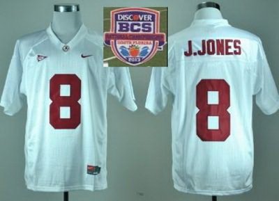 2013 BCS National Championship Alabama Crimson #8 J JONES White NCAA Football Jerseys