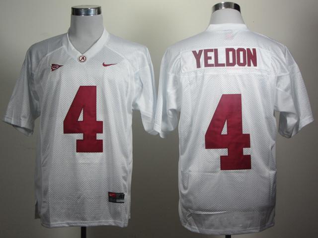 Alabama Crimson Tide 4 T.J Yeldon White College Football NCAA Jerseys 2012 SEC