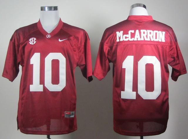 Crimson Tide #10 AJ McCarron Red Embroidered NCAA Jerseys SEC patch