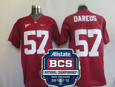 ncaa 2012 bcs national championship patch alabama crimson tide 57 marcell dareus red jerseys