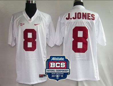 ncaa 2012 bcs national championship patch alabama crimson tide 8 j jones white jersey