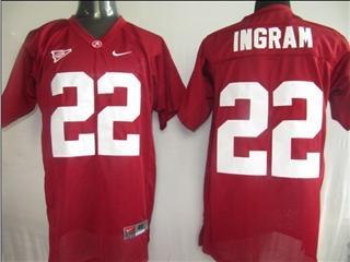 crimson tide #22 mark ingram stitched red embroidered ncaa jersey