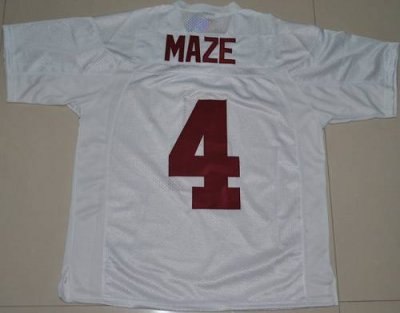 crimson tide #4 marquis maze white embroidered ncaa jersey