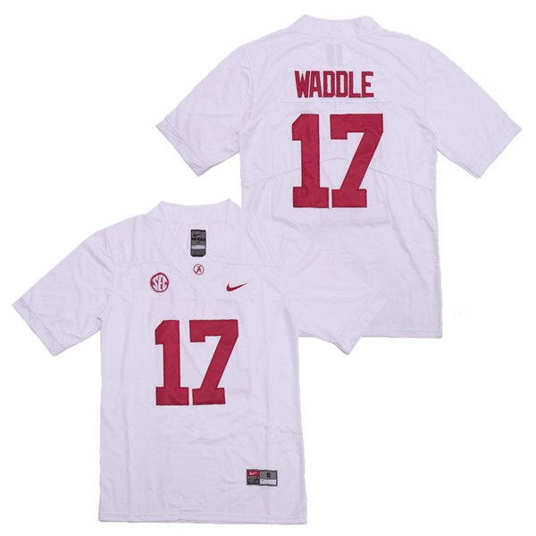 Alabama Crimson Tide 17 Jaylen Waddle White Nike College Football Jersey