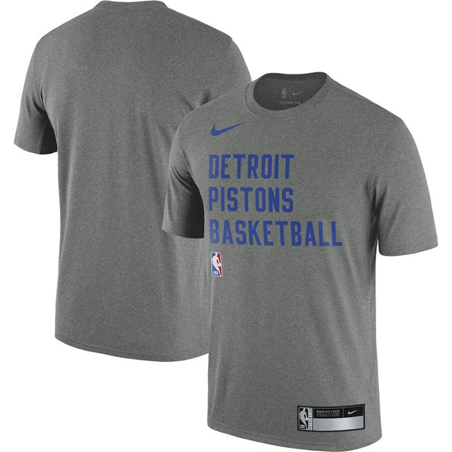 Men's Detroit Pistons Heather Gray 2023 24 Sideline Legend Performance Practice T-Shirt