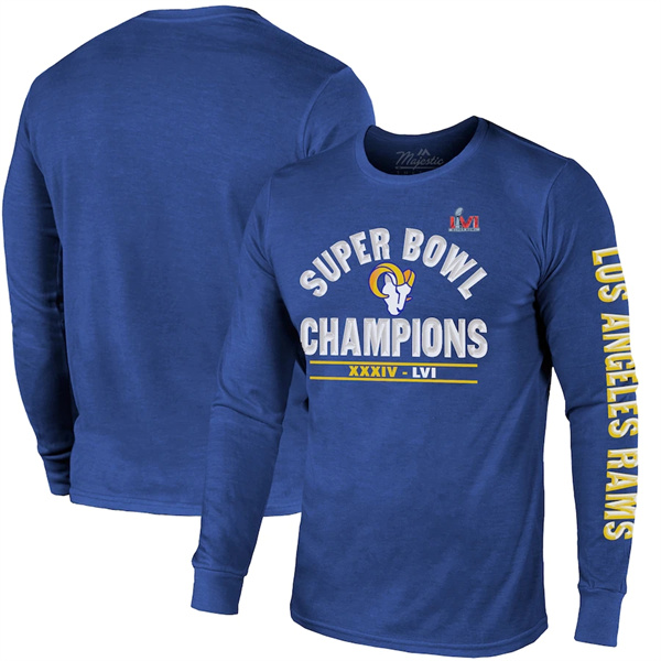 Men's Los Angeles Rams 2022 Royal Super Bowl LVI Champions Long Sleeve T-Shirt -2