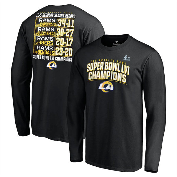 Men's Los Angeles Rams 2022 Black Super Bowl LVI Champions Long Sleeve T-Shirt -3