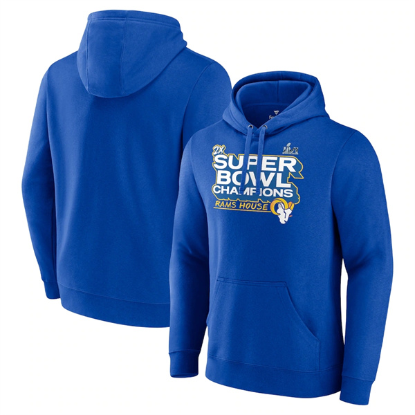 Men's Los Angeles Rams 2022 Royal Super Bowl LVI Champions Pullover Hoodie -3