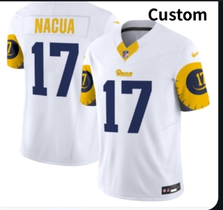 Custom Rams white Vapor Limited Jersey