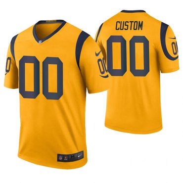 Custom Nike Rams Gold Stitched NFL Limited Rush Jersey