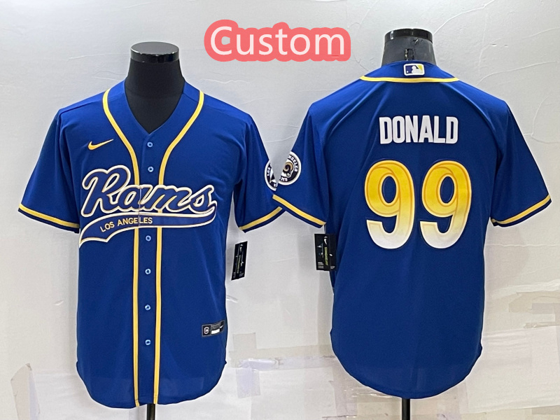 Custom Men's Los Angeles Rams Royal Cool Base Stitched Baseball Jersey