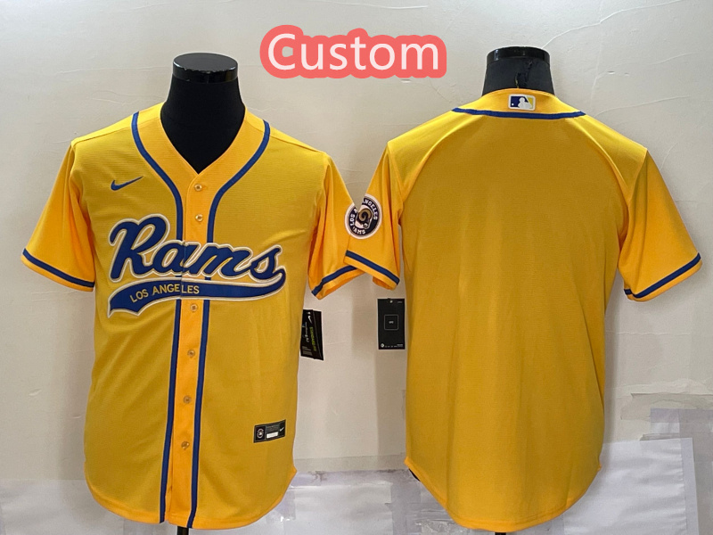 Custom Men's Los Angeles Rams Yellow Stitched Jersey