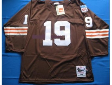 Cleveland Browns 19 Bernie Kosar Brown Long Sleeve Throwback NFL Jerseys