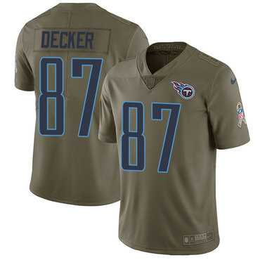 Nike Titans #87 Eric Decker Olive Youth Stitched NFL Limited 2017 Salute to Service Jersey