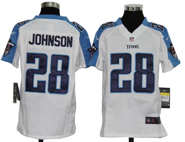 Youth NEW NFL Tennessee Titans 28 Chris Johnson White Jerseys