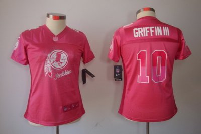 Womens NEW Washington Redskins #10 Robert Griffin III Cancer Awareness Red Jerseys