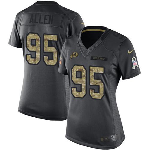 Nike Redskins #95 Jonathan Allen Black Women's Stitched NFL Limited 2016 Salute to Service Jersey