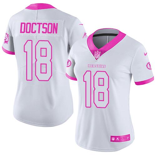 Nike Redskins #18 Josh Doctson White Pink Women's Stitched NFL Limited Rush Fashion Jersey