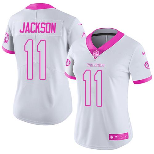 Nike Redskins #11 DeSean Jackson White Pink Women's Stitched NFL Limited Rush Fashion Jersey