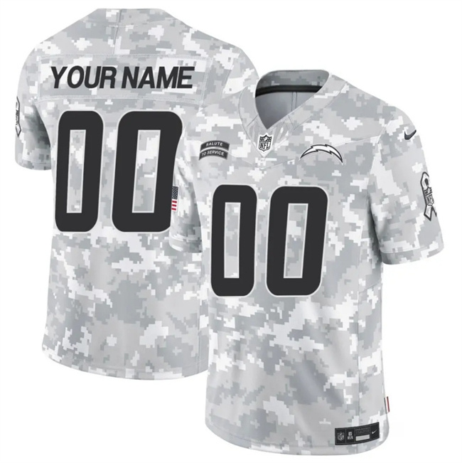 Men's Los Angeles Chargers Active Player Custom 2024 F.U.S.E Arctic Camo Salute To Service Limited Stitched Football Jersey