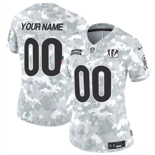 Women's Cincinnati Bengals Active Player Custom 2024 F.U.S.E Arctic Camo Salute To Service Limited Stitched Football Jersey(Run Small)