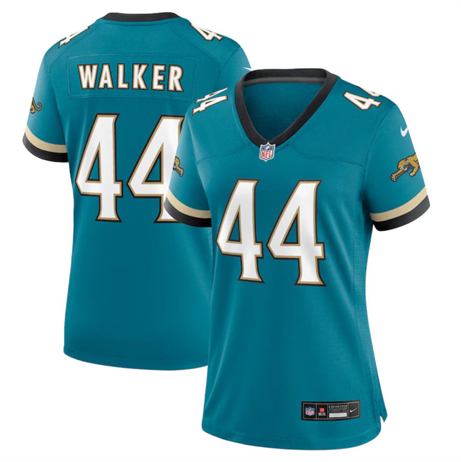 Women's Jacksonville Jaguars #44 Travon Walker Teal 2024 Prowler Throwback Vapor Limited Stitched Football Jersey(Run Small)