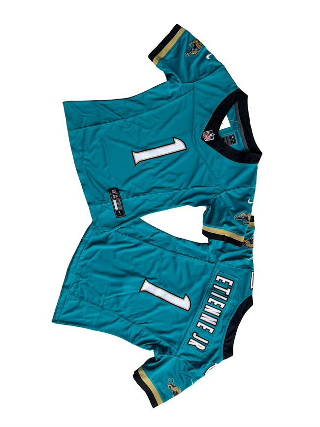 Women's Jacksonville Jaguars #1 Travis Etienne JR Teal 2024 F.U.S.E Prowler Throwback Vapor Limited Stitched Football Jersey(Run Small)