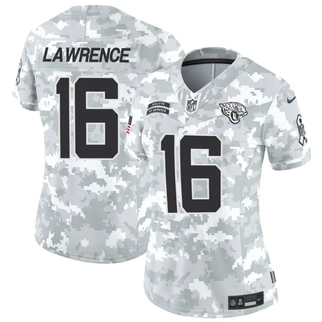 Women's Jacksonville Jaguars #16 Trevor Lawrence 2024 F.U.S.E Arctic Camo Salute To Service Limited Stitched Football Jersey(Run Small)