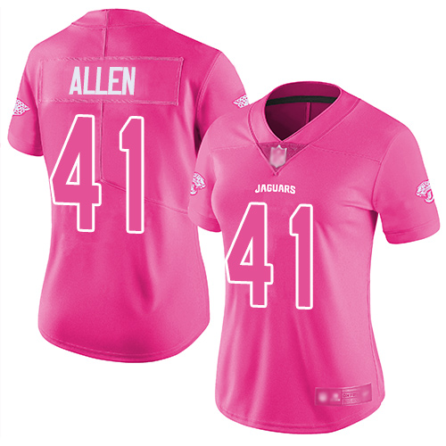 Jaguars #41 Josh Allen Pink Women's Stitched Football Limited Rush Fashion Jersey