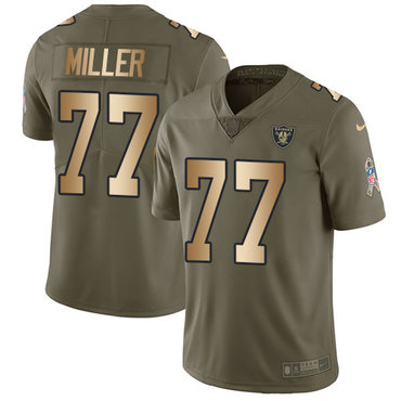 Nike Raiders #77 Kolton Miller Olive Gold Men's Stitched NFL Limited 2017 Salute To Service Jersey