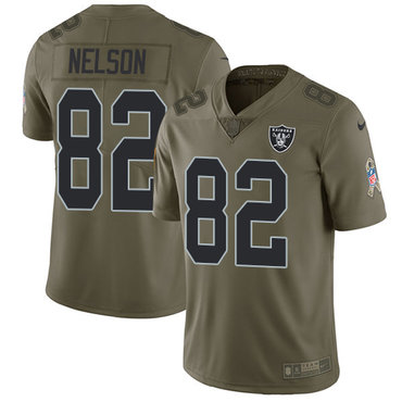 Nike Raiders #82 Jordy Nelson Olive Men's Stitched NFL Limited 2017 Salute To Service Jersey