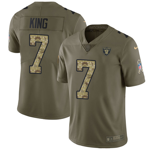 Nike Raiders #7 Marquette King Olive Camo Men's Stitched NFL Limited 2017 Salute To Service Jersey