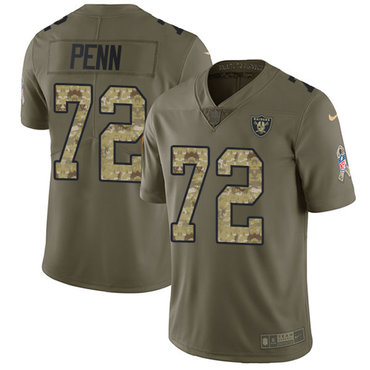 Nike Raiders #72 Donald Penn Olive Camo Men's Stitched NFL Limited 2017 Salute To Service Jersey