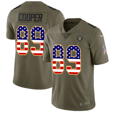 Nike Raiders #89 Amari Cooper Olive USA Flag Men's Stitched NFL Limited 2017 Salute To Service Jersey