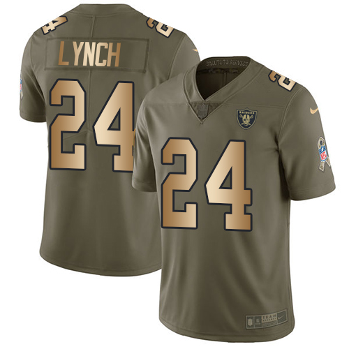 Nike Raiders #24 Marshawn Lynch Olive Gold Men's Stitched NFL Limited 2017 Salute To Service Jersey