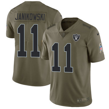 Nike Raiders 11 Sebastian Janikowski Olive Salute To Service Limited Jersey