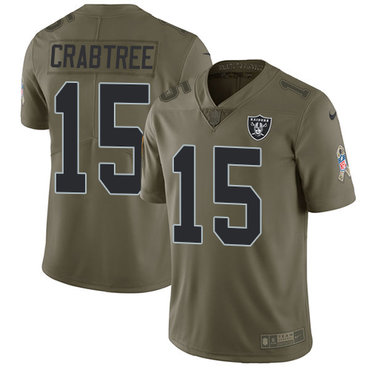 Nike Raiders #15 Michael Crabtree Olive Men's Stitched NFL Limited 2017 Salute To Service Jersey