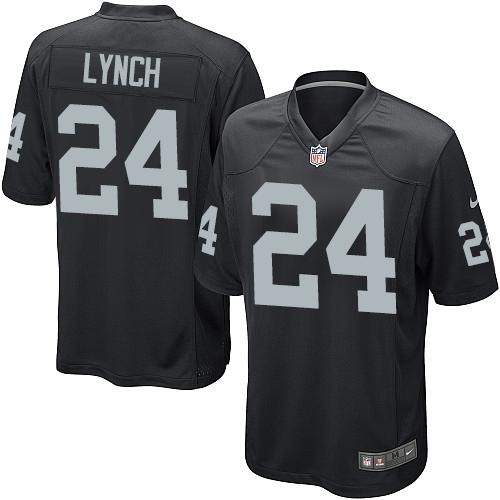 Men's Nike Raiders #24 Marshawn Lynch Black Team Color Stitched NFL Game Jersey