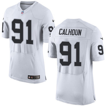 Nike Oakland Raiders #91 Shilique Calhoun Men's White Elite NFL Jersey