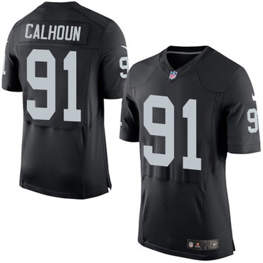 Nike Oakland Raiders #91 Shilique Calhoun Men's Black Elite NFL Jersey