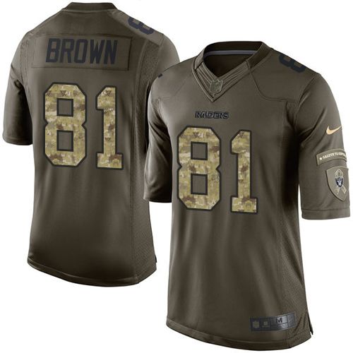 Nike Raiders #81 Tim Brown Green Men's Stitched NFL Limited