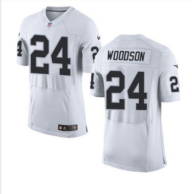 Nike Oakland Raiders #24 Charles Woodson White Men's Stitched NFL New Elite Jersey