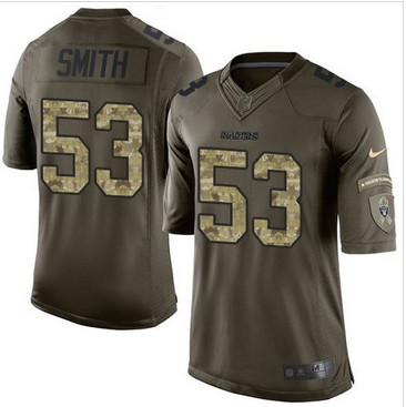 Nike Oakland Raiders #53 Malcolm Smith Green Men's Stitched NFL Limited Salute to Service Jersey