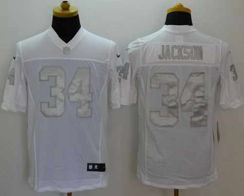 Nike Oakland Raiders #34 Bo Jackson White Men''s Stitched NFL Limited Platinum Jersey